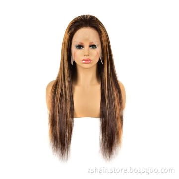 Wholesale Blonde Highlights Wig Mix Color Deep Wave Curly Pre Plucked HD Transparent Lace Front Raw Virgin Human Hair Wigs